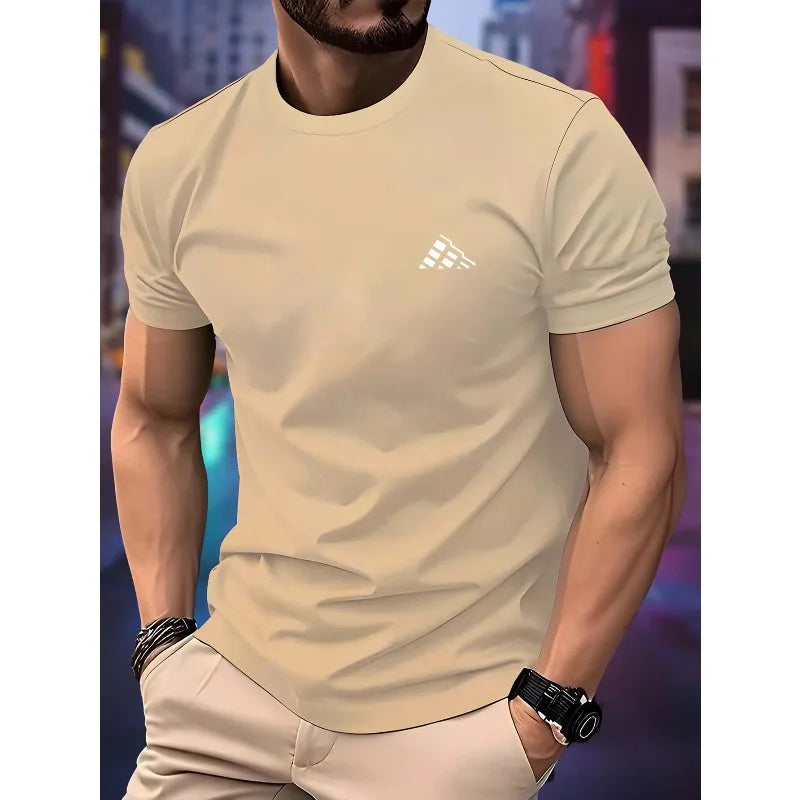 New Men‘s Running T-shirt Spring / Summer Thin Top Trend curve printing Quick Dry Short Sleeve Breathable Fitness Sports T-shirt