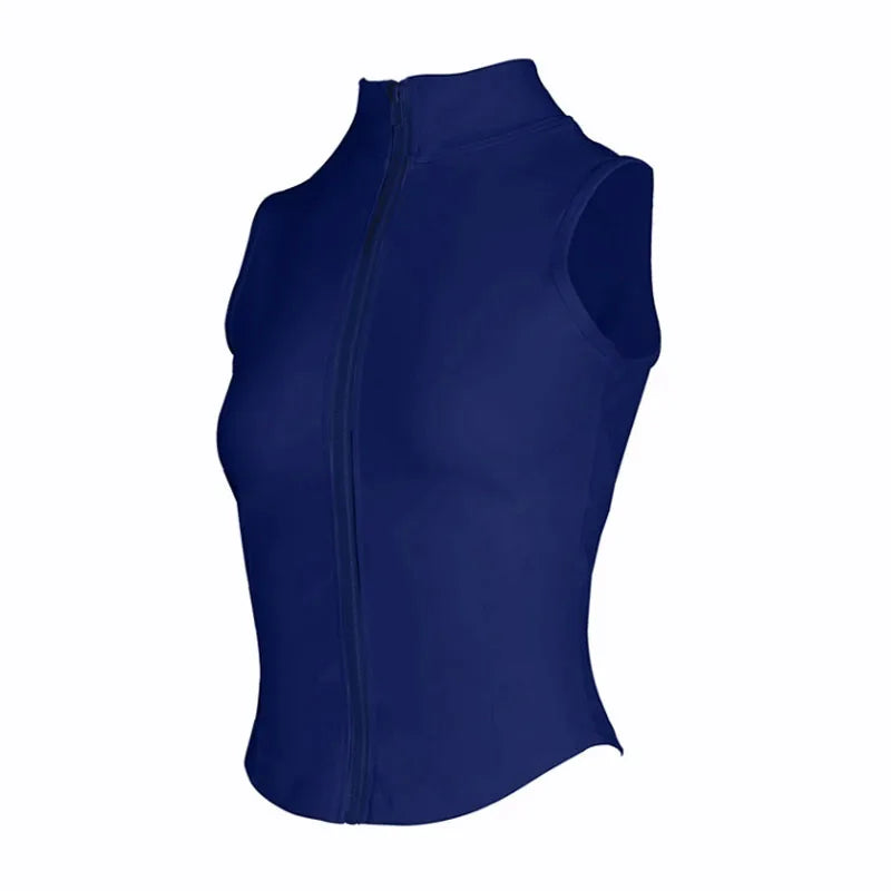 Aiithuug Athletic Zip Up Sweat Vest Jacket Sleeveless Running Yoga Tops High Neck Shirts Sports Top Fitness Women Workout Tops