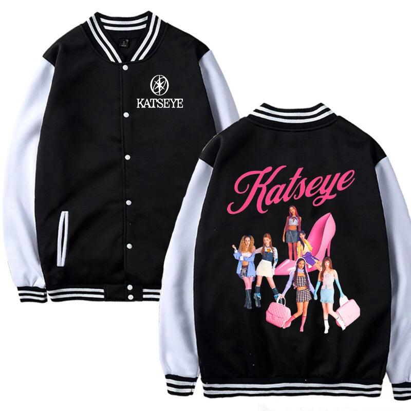 Girl Group Katseye Baseball Uniform Jacket 2026 New Katseye Kpop Baseball Jackets Coat Children's Clothing Autumn Kids Clothes