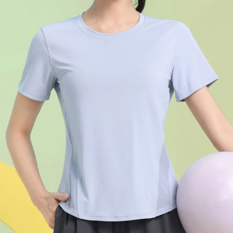 PHIGEER Women Loose Yoga Tops Summer Lightweight Quick Dry Short Sleeve Workout Tee Breathable Sports Shirt Gym Wear Sportswear