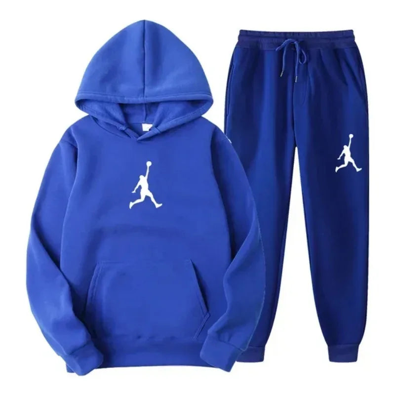 Jordan 2025 Spring/Autumn/Winter Trendy Men Women Hooded Sweatshirt+Pants Two-piece Set Outdoor Basketball Loose Warm Sportswear