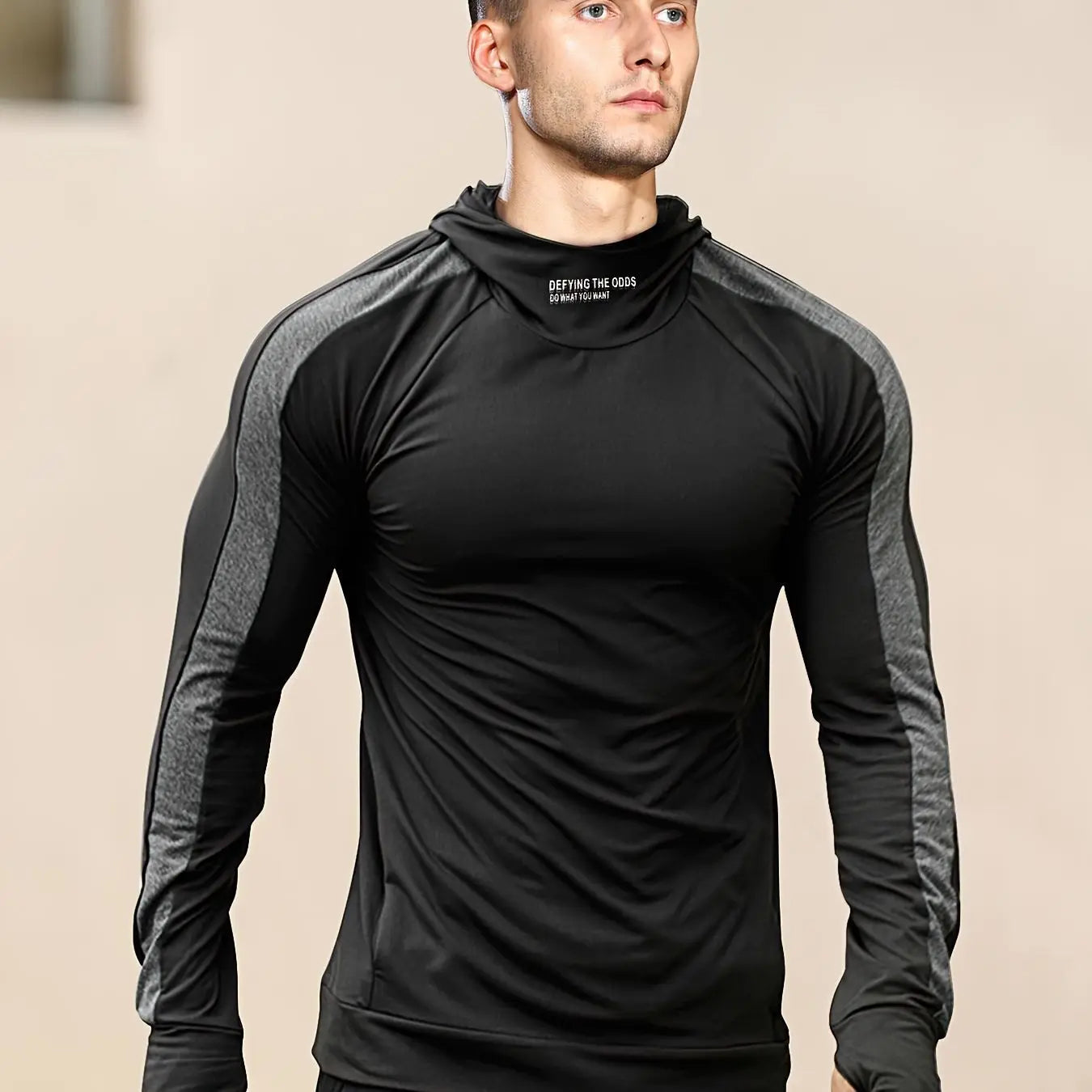Men's Sports Hooded Quick-drying Breathable Cool Tight Outdoor Fitness Long-sleeved T-shirt
