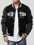 United States New York Printing Jackets Mens Autumn Casual Baseball Jersey Fashion Basics Pocket Coats Fleece Warm Loose Clothes