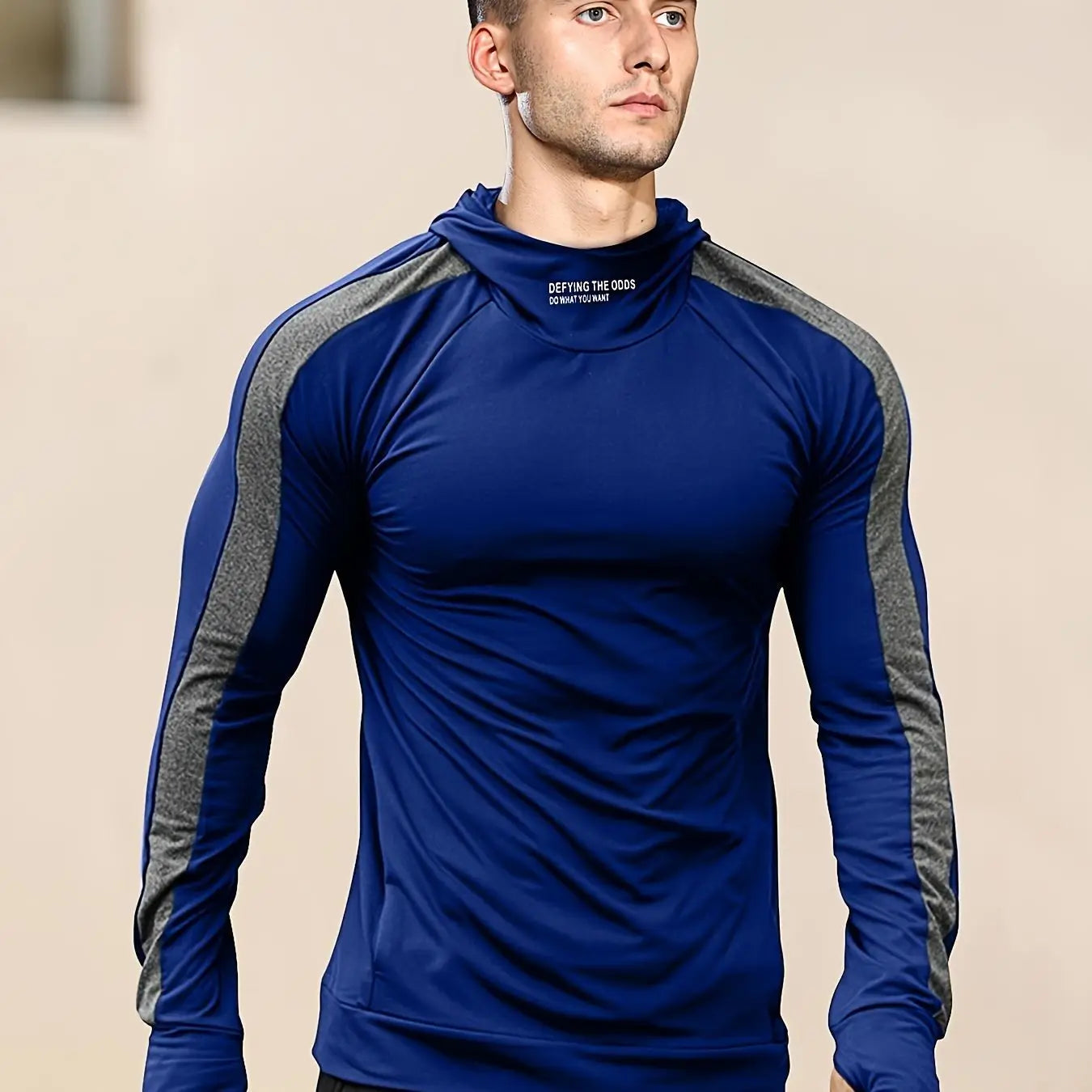 Men's Sports Hooded Quick-drying Breathable Cool Tight Outdoor Fitness Long-sleeved T-shirt