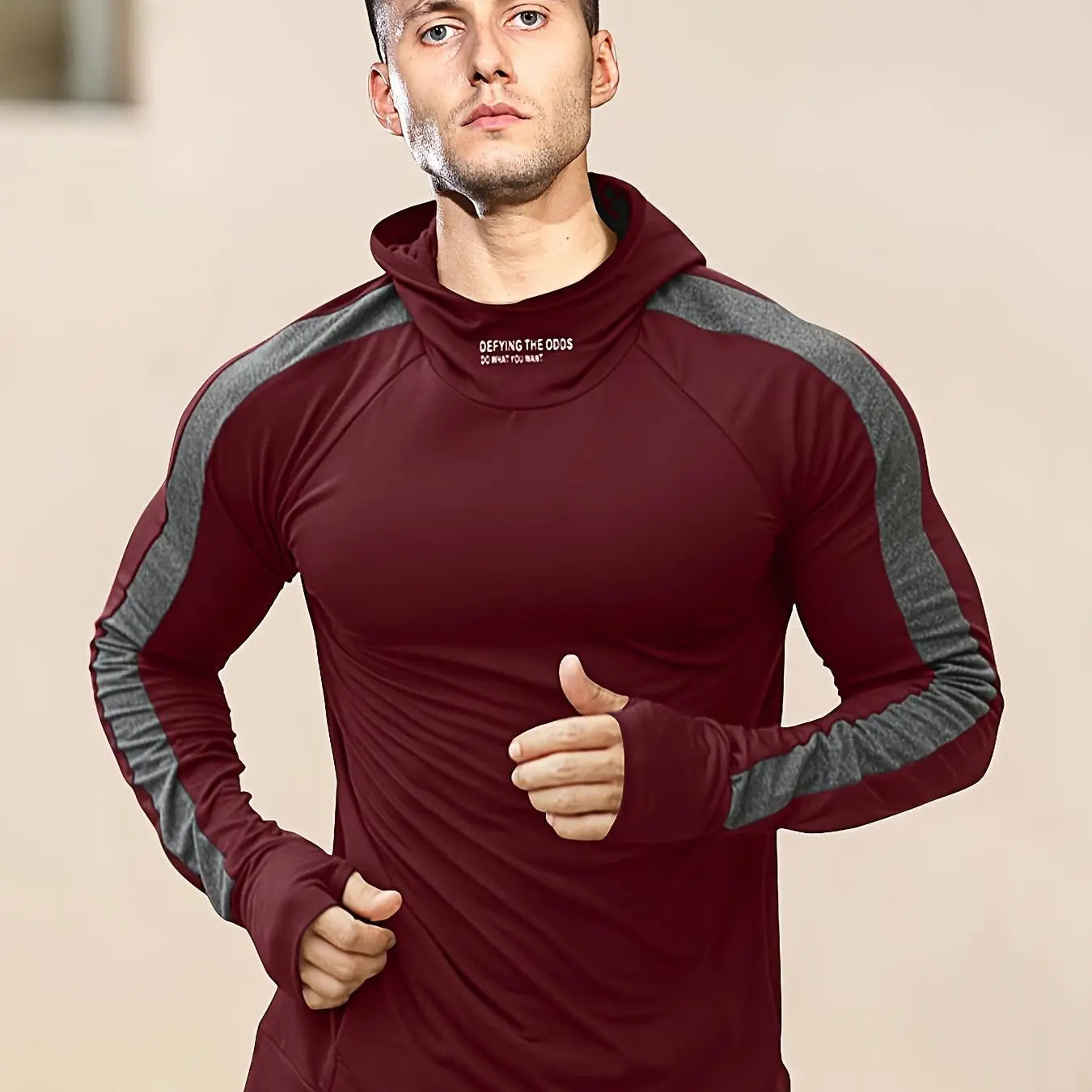 Men's Sports Hooded Quick-drying Breathable Cool Tight Outdoor Fitness Long-sleeved T-shirt