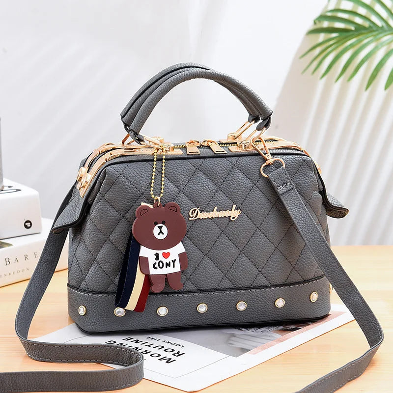 2025 New Womens Boston Pillow Bag Fashion Color Blocking Large Capacity Handbag Women's Commuter Tote Bag Shoulder Bag