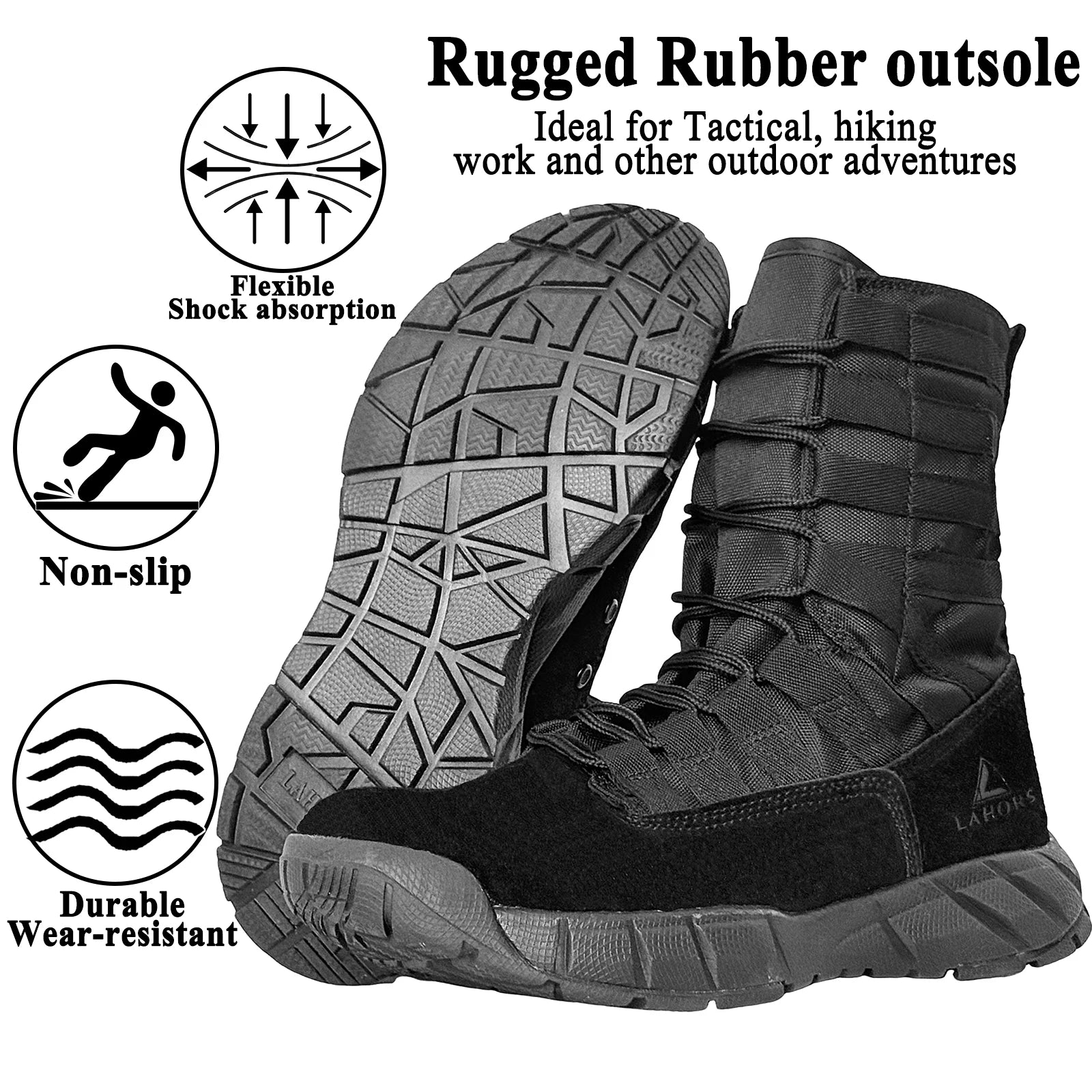 LAHORS Lightweight Suede Leather Tactical Combat Boots Men Outdoor Hiking Desert Army Shoes Breathable Male Ankle Boots Man made