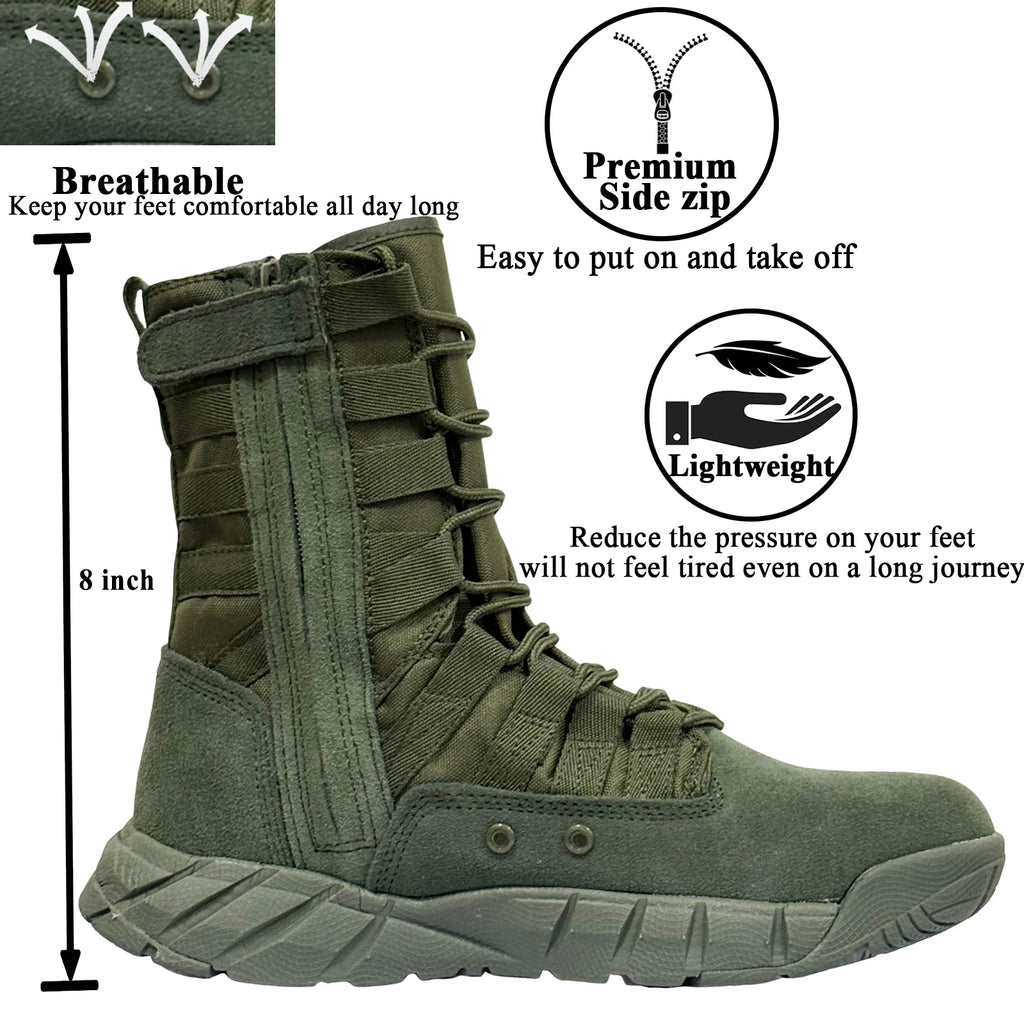 LAHORS Lightweight Suede Leather Tactical Combat Boots Men Outdoor Hiking Desert Army Shoes Breathable Male Ankle Boots Man made