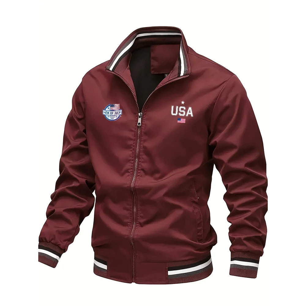 Men's Jackets High quality Fashion Casual USA Letter Graphic Print Outdoor Coat Tops Baseball Bomber Varsity Jacket Men Oversize USA🇺🇸