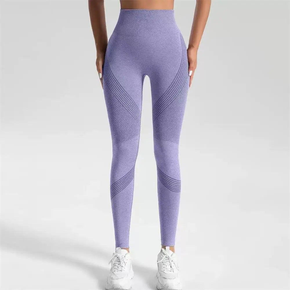 Knitted yoga wear, seamless hip-lifting sports pants, women's peach-buttock fitness pants, tight sports yoga breathable