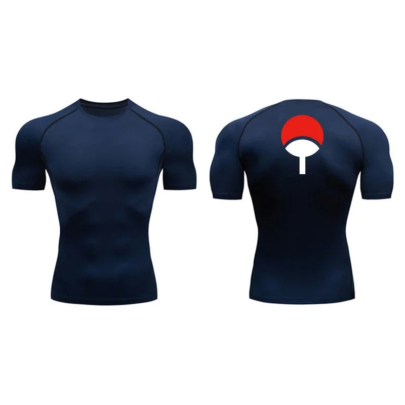 Graphic Compression Shirts for Men Athletic Quick Dry Rash Guard Stretchy Baselayers Undershirts Gym Workout Running Tshirt Tops