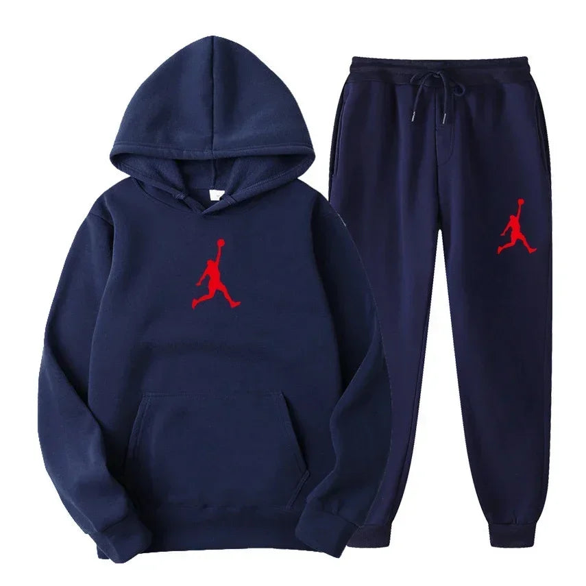 Jordan 2025 Spring/Autumn/Winter Trendy Men Women Hooded Sweatshirt+Pants Two-piece Set Outdoor Basketball Loose Warm Sportswear