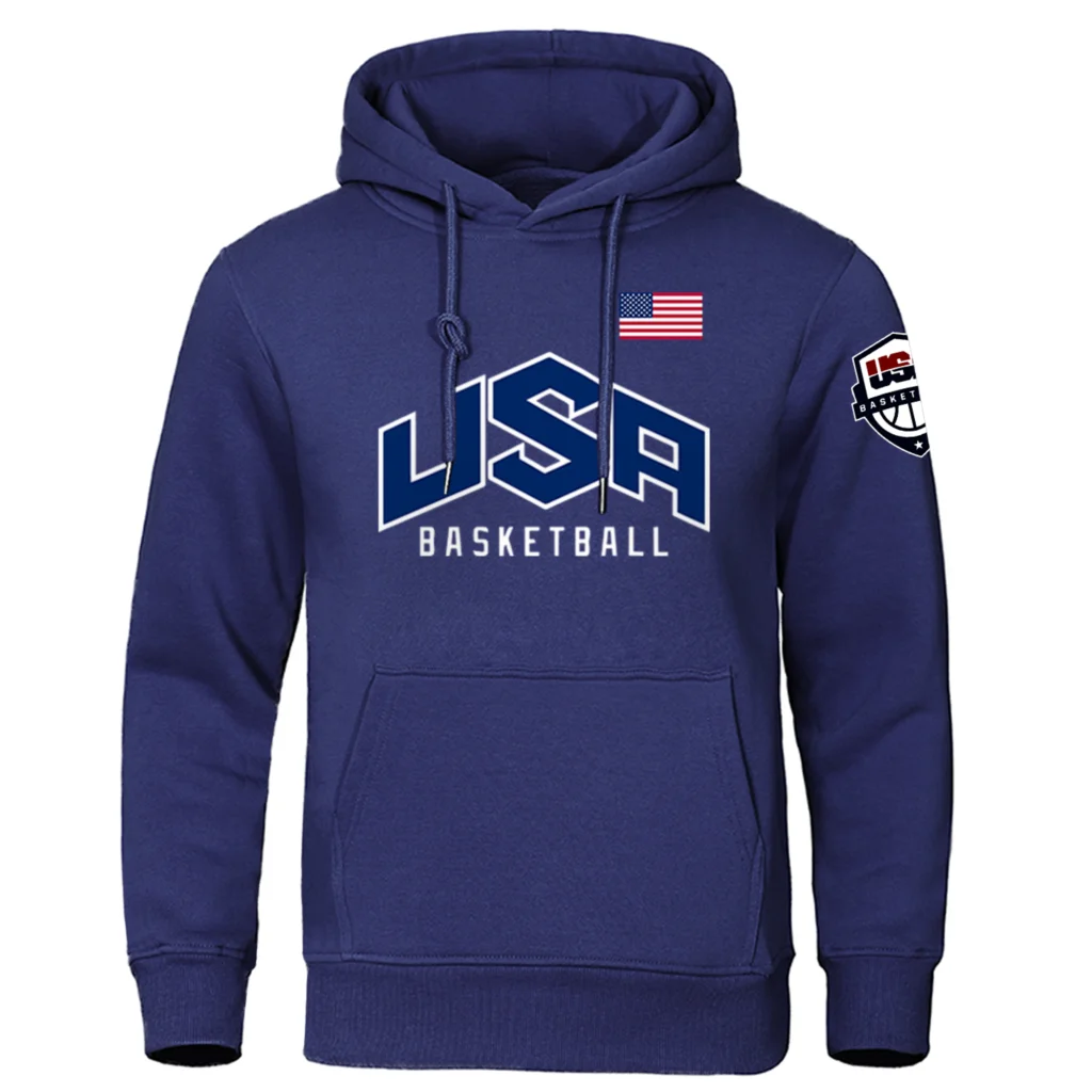 U S A Basketball Sports Clothing Men Loose Oversize Hoodie Casual Fashion Hoody Fleece Breathable Long Sleeves Pullover Male