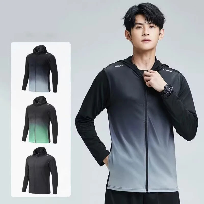 Men's Cycling Jacket Quick Dry Sports Running Outdoor Fitness Hooded Waterproof Motorcyclist Coat Gym Outdoor Skin Windbreaker