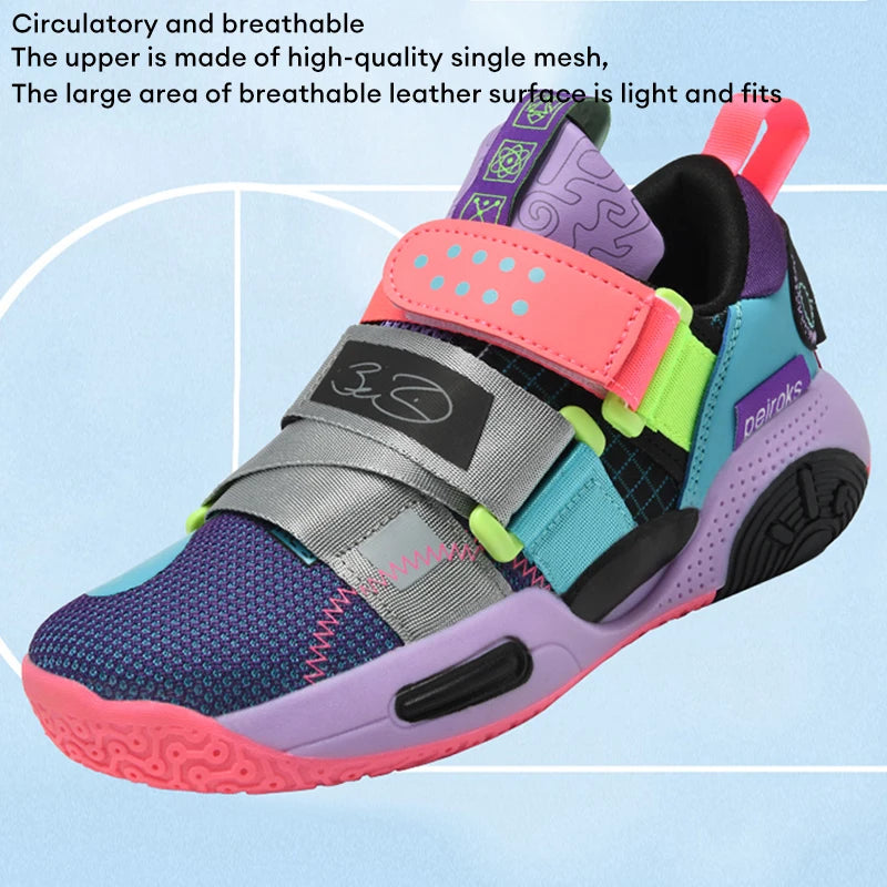 Children Girls Basketball Shoes Cushioned Shock Absorption Comfy Athletic Sports Running Outdoor Non-slip Walking For Kids Boys